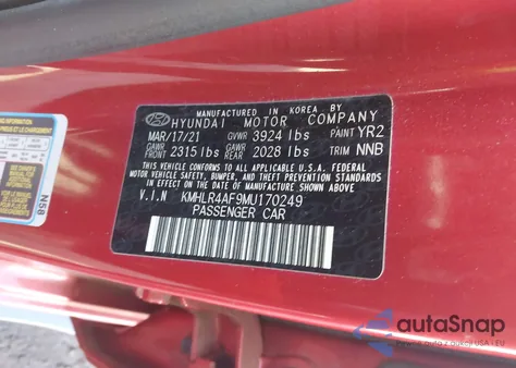 2021 Hyundai Elantra N Line from USA, damaged, VIN KMHLR4AF9MU170249